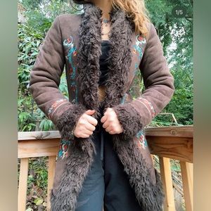 Vintage y2k embroidered penny lane coat